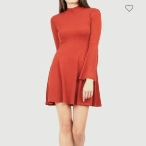 BCBG Orange Bell Sleeve 60s Vibes Mini Dress M